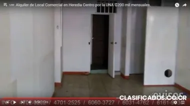 Alquiler de local comercial en heredia centro por la una ?200 mil mensuales.