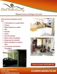 Linda casa a la venta en cartago rebajada a u$80,000.00