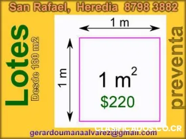 Lote en san rafael heredia, aproveche preventa $220 x m2
