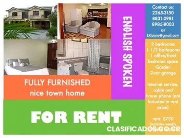 Se renta apartamento amueblado en cantón de flores (cerca de intel y hp)