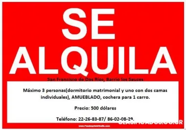 Alquiler de apartamento amueblado en lugar tranquilo ideal para estudiantes