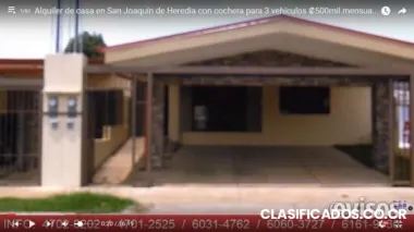 Alquiler de casa en san joaquín de heredia con cochera para 3 vehículos ?500mil mensuales.
