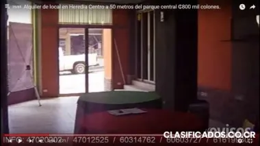 Alquiler de local en heredia centro a 50 metros del parque central ?800 mil colones (hotel