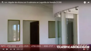 Alquiler de oficina con 5 cubículos en lagunilla de heredia $1200