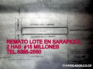 Ganga, ganga-- se venden 2 has en sarapiquí ¢15 mills