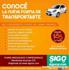 Alquiler de carros por horas,día(s), por la noche con gasolina y seguro incluido. en pa...