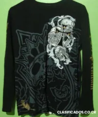 Camiseta negra de mangas largas -diseño calaveras- dpm premium