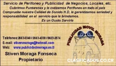 Públicidad móvil moraga. servicio de perifoneo puntarenas costa rica