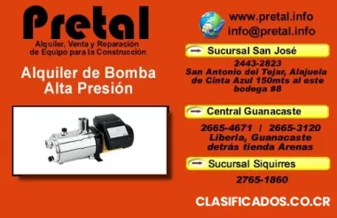 Alquiler de bombas de alta presion el pretal