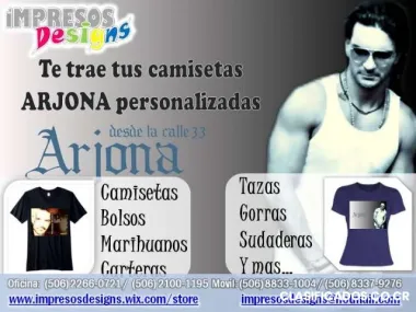 Arjona, chayanne, marc anthony, camisetas bolsos y mas