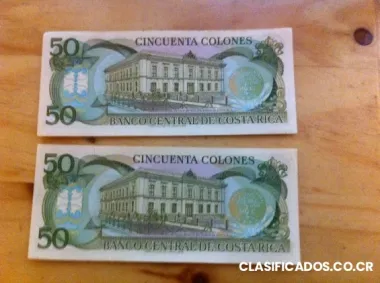 Billetes de 50 colones en perfecto estado especial para coleccionistas
