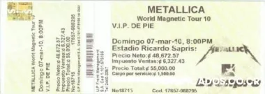 Entrada metallica costa rica + camiseta metallica