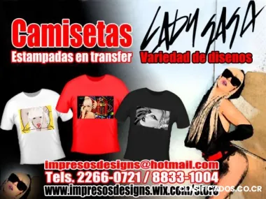 Lady gaga camisetas en transfer impresos