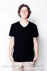 Camisas lisas cuello v para hombre