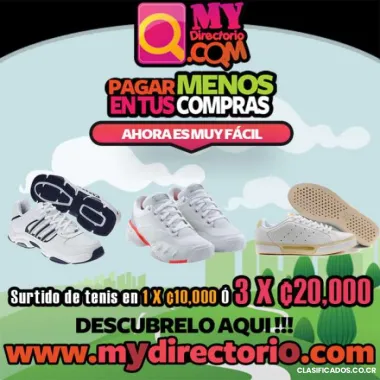 Tenis surtidas en 1 x ¢10,000 / 3 x ¢20,000 colones
