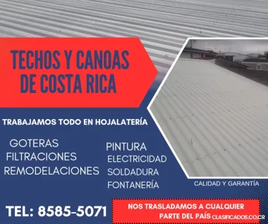 TECHOS Y CANOAS DE COSTA RICA. GARANTÍA Y CALIDAD. 