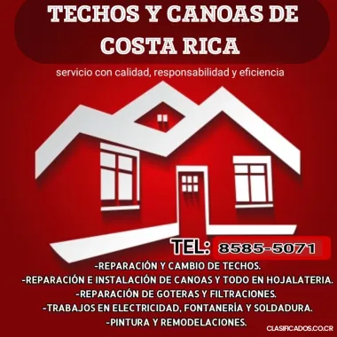 TECHOS, GOTERAS, CANOAS, BAJANTES Y TODO EN HOJALATERÍA. 