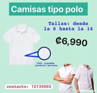 camiseta escolar tipo polo