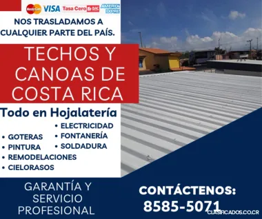 TECHOS Y CANOAS DE COSTA RICA.