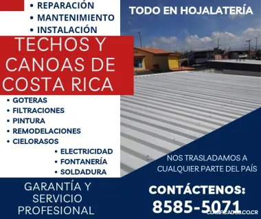 TECHOS Y CANOAS DE COSTA RICA.